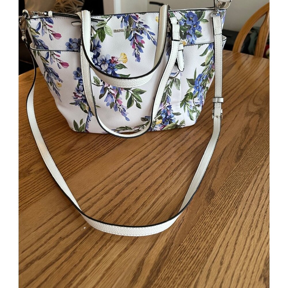 Diane buchman Floral Print Leather Tote Bag With Adjustable Removable Strap